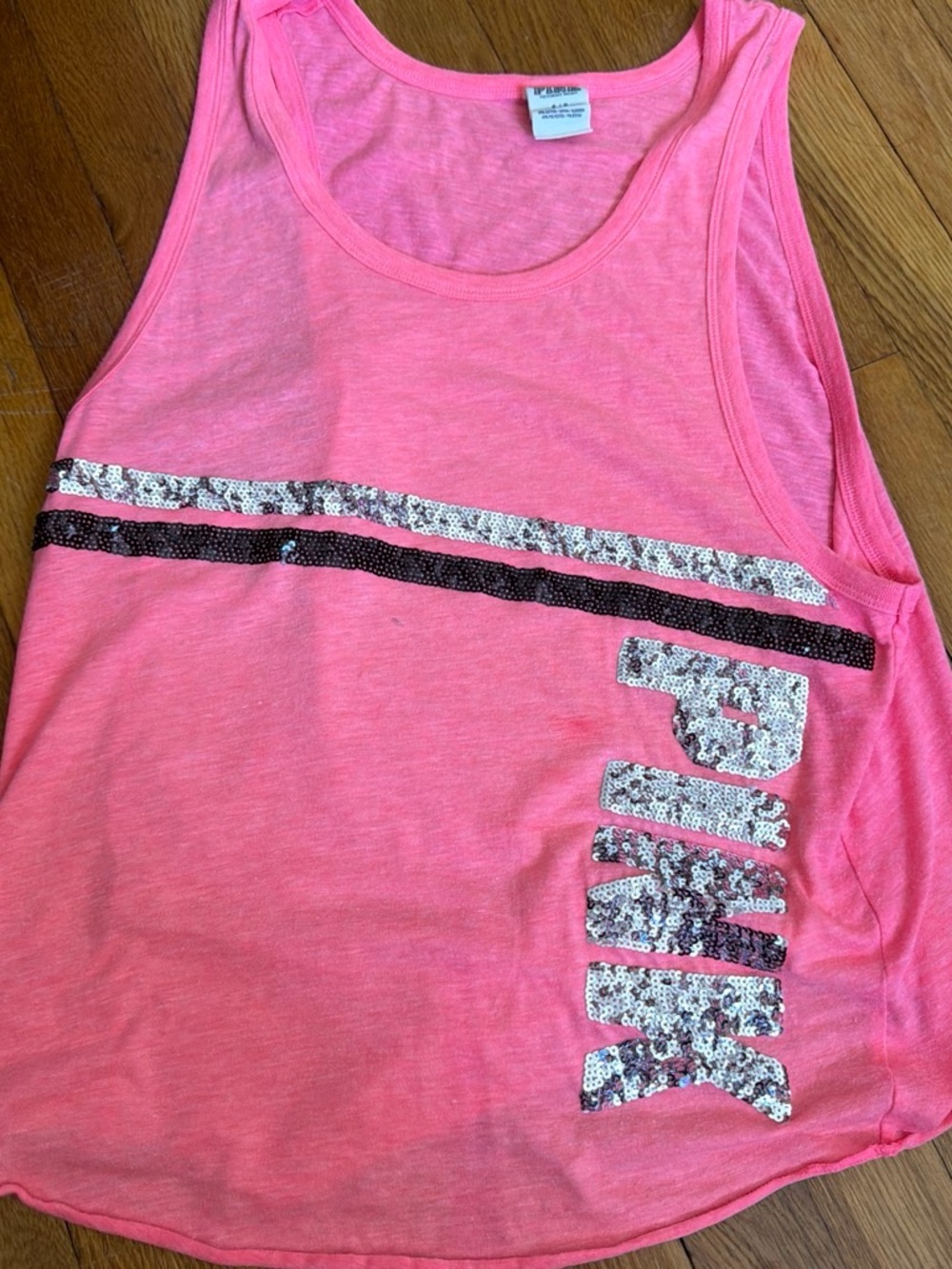 PINK Victoria's Secret Neon Pink Sequin Logo Tank